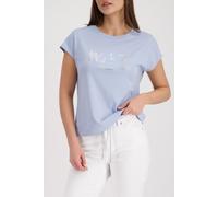 T-Shirt MONARI "Shirt Basic Schmuck", Damen, Gr. 34, hellblau, Web, Obermaterial: 50% Baumwolle, 50% Modal, unifarben, regular fit taillenbedeckt, Rundhals, eingesetzt abgesteppte Kante, Shirts T-Shir