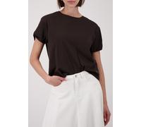 T-Shirt MONARI "Shirt Basic Schmuckdetail", Damen, Gr. 44, braun, Web, Obermaterial: 100% Baumwolle, unifarben, regular fit taillenbedeckt, Rundhals, eingesetzt gerader Abschluss, Shirts T-Shirt, Regu
