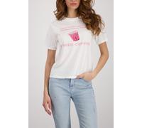 T-Shirt MONARI "Shirt Coffee to go", Damen, Gr. 42, off, weiß, Web, Obermaterial: 50% Baumwolle, 50% Modal, unifarben, regular fit normal, Rundhals, eingesetzt abgesteppte Kante, Shirts T-Shirt, Regul