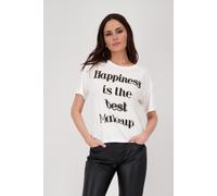 T-Shirt MONARI "Shirt Happiness", Damen, Gr. 34, weiß (off, weiß), Web, Obermaterial: 50% Baumwolle, 50% Modal, unifarben, regular fit normal, Rundhals, eingesetzt abgesteppte Kante, Shirts T-Shirt, M