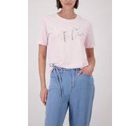 T-Shirt MONARI "Shirt Schmuckschrift", Damen, Gr. 46, rosa, Web, Obermaterial: 50% Baumwolle, 50% Modal, unifarben, regular fit taillenbedeckt, Rundhals, eingesetzt abgesteppte Kante, Shirts T-Shirt,