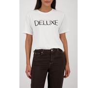 T-Shirt MONARI "Shirt Schrift", Damen, Gr. 36, off, weiß, Web, Obermaterial: 50% Baumwolle, 50% Modal, unifarben, regular fit taillenbedeckt, Rundhals, eingesetzt abgesteppte Kante, Shirts T-Shirt, Re