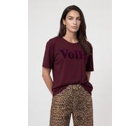 T-Shirt MONARI "Shirt Voilá", Damen, Gr. 36, rot (dkbordeaux), Web, Obermaterial: 70% Viskose, 25% Modal, 5% Elasthan, unifarben, regular fit taillenbedeckt, Rundhals, eingesetzt abgesteppte Kante, Sh