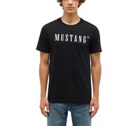 T-Shirt MUSTANG "Austin", Herren, Gr. L, schwarz, Jersey, Obermaterial: 100% Baumwolle, bedruckt, regular fit normal, Rundhals, gerader Abschluss, Shirts T-Shirt, mit Logo Print (12695726-L) schwarz