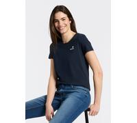 T-Shirt MUSTANG, Damen, Gr. M, schwarz saphire, Jersey, Obermaterial: 100% Baumwolle, normal normal, Rundhals, Shirts T-Shirt, Trageangenehme Baumwollqualität (34852229-M) schwarz saphire