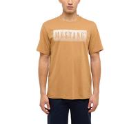 T-Shirt MUSTANG "MU-Austin Block Logo", Herren, Gr. XL, braun (tabacco braun), Jersey, Obermaterial: 100% Baumwolle, kontrastfarbene Details, normal normal, Rundhals, Shirts T-Shirt, Regular fit (4998