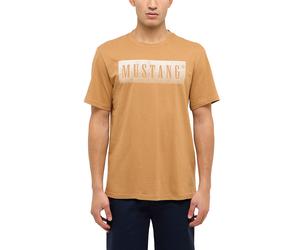T-Shirt MUSTANG "MU-Austin Block Logo", Jungen, Gr. M, tabacco braun, Jersey, Obermaterial: 100% Baumwolle, kontrastfarbene Details, normal normal, Rundhals, Shirts T-Shirt, Regular fit (49987164-M) t