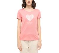 T-Shirt MUSTANG "Style Alma", Damen, Gr. 3XL, rot (peach blossom), Jersey, Obermaterial: 100% Baumwolle, bedruckt, unifarben, gerade hüftbedeckend, Rundhals, abgesteppte Kante, Shirts T-Shirt, mit Fro