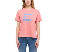 T-Shirt MUSTANG "Style Alma", Damen, Gr. M, rot (peach blossom), Jersey, Obermaterial: 100% Baumwolle, bedruckt, unifarben, gerade hüftbedeckend, Rundhals, Shirts T-Shirt, mit Statement-Print (8771806