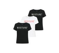T-Shirt MUSTANG "T-Shirt Style Alma 3P 3er Pack", Damen, Gr. L, bunt (2xschwarz, weiß), Obermaterial: 100% Baumwolle CO., Shirts T-Shirt (64284648-L) 2xschwarz, weiß