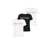T-Shirt MUSTANG "T-Shirt Style Alma 3P 3er Pack", Damen, Gr. XL, bunt (2xweiß, schwarz), Obermaterial: 100% Baumwolle CO., Shirts T-Shirt (31884025-XL) 2xweiß, schwarz