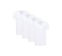 T-Shirt MUSTANG "T-Shirt Style Amado 4-Pack 4er Pack", Herren, Gr. L, weiß, Obermaterial: 95% Baumwolle CO(Bio). 5% Elasthan EL., Shirts T-Shirt (11708740-L) weiß