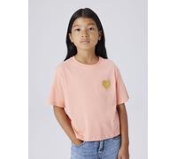 T-Shirt NAME IT "NKFBEATRICE SS NREG SH TOP BOX PS NOOS", Mädchen, Gr. 158/164, desert flower, Jersey, Obermaterial: 100% Baumwolle, bestickt, unifarben, taillenbedeckt, Rundhals, Shirts T-Shirt (4506