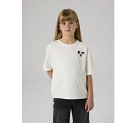 T-Shirt NAME IT "NKFTARA SS RLX TOP PS NOOS", Mädchen, Gr. 116, cloud dancer, Jersey, Obermaterial: 100% Baumwolle, bedruckt, unifarben, bequem hüftbedeckend, Rundhals, angeschnitten, Shirts T-Shirt, 