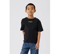 T-Shirt NAME IT "NKMBRODY SS NREG TOP NOOS", Jungen, Gr. 134 (140), schwarz, Jersey, Obermaterial: 100% Baumwolle, bedruckt, unifarben, regular fit hüftlang, Rundhals, abgesteppte Kante, Shirts T-Shir
