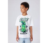 T-Shirt NAME IT "NKMDI MINECRAFT SS NREG TOP BOX NOOS BFU", Jungen, Gr. 146/152, hellweiß, Jersey, Obermaterial: 100% Baumwolle, bedruckt, unifarben, Basic hüftbedeckend, Rundhals, Shirts T-Shirt (315