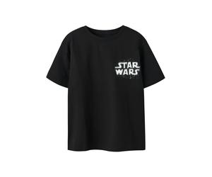 T-Shirt NAME IT "NKMFRODE STARWARS SS NREG TOP BFU", Jungen, Gr. 122/128, schwarz, Jersey, Obermaterial: 95% Baumwolle, 5% Elasthan, bedruckt, unifarben, Basic normal, Rundhals, Shirts T-Shirt (359287