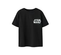 T-Shirt NAME IT "NKMFRODE STARWARS SS NREG TOP BFU", Jungen, Gr. 146/152, schwarz, Jersey, Obermaterial: 95% Baumwolle, 5% Elasthan, bedruckt, unifarben, Basic normal, Rundhals, Shirts T-Shirt (359287