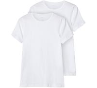 T-Shirt NAME IT "NKMT-SHIRT - T-Shirt im 2er-Pack mit Rundhals", Jungen, Gr. 116, weiß (hellweiß), Jersey, Obermaterial: 95% Baumwolle, 5% Elasthan, unifarben, slim fit hüftbedeckend, Rundhals, abgest