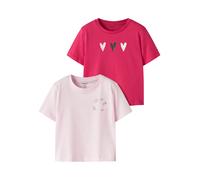 T-Shirt NAME IT "NMFFINULA 2P NREG SS TOP BOX PB", Mädchen, Gr. 110, tender touch pack:love potion, Jersey, Obermaterial: 100% Baumwolle, bedruckt, unifarben, normal normal, Rundhals, Shirts T-Shirt (