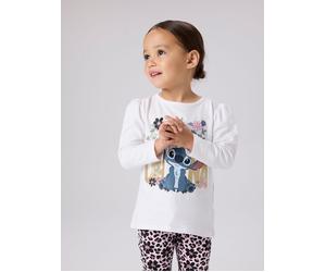 T-Shirt NAME IT "NMFJINA STITCH LS TOP BOX NOOS WDI", Mädchen, Gr. 86, hellweiß, Jersey, Obermaterial: 95% Baumwolle, 5% Elasthan, bedruckt, regular fit normal, Rundhals, Shirts T-Shirt, Baumwollmisch