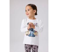 T-Shirt NAME IT "NMFJINA STITCH LS TOP BOX NOOS WDI", Mädchen, Gr. 92, hellweiß, Jersey, Obermaterial: 95% Baumwolle, 5% Elasthan, bedruckt, regular fit normal, Rundhals, Shirts T-Shirt, Baumwollmisch