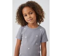 T-Shirt NAME IT "NMFNAKAL SS SLIM TOP NOOS", Mädchen, Gr. 122/128, lavender gray, Jersey, Obermaterial: 95% Baumwolle, 5% Elasthan, bedruckt, slim fit hüftlang, Rundhals, Shirts T-Shirt (19911124-122)
