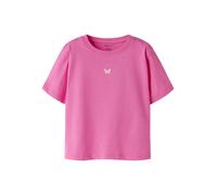 T-Shirt NAME IT "NMFVICTORIA SS NREG TOP", Mädchen, Gr. 104, strawberry moon detail:butterfly embroidery, Jersey, Obermaterial: 100% Baumwolle, unifarben, Basic normal, Rundhals, Shirts T-Shirt (18334
