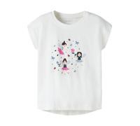 T-Shirt NAME IT "NMFVIGEA CAPSL TOP", Mädchen, Gr. 116, cloud dancer print, Jersey, Obermaterial: 100% Baumwolle, bedruckt, normal normal, Rundhals, angeschnitten, Shirts T-Shirt, Baumwolle, regular f