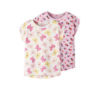 T-Shirt NAME IT "NMFVIGGA 2P CAPSL TOP", Mädchen, Gr. 110, hellweiß pack:pirouette, Jersey, Obermaterial: 100% Baumwolle, bedruckt, regular fit normal, Rundhals, Shirts T-Shirt, Baumwolle, regular fit