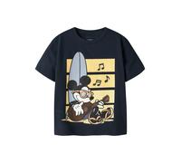 T-Shirt NAME IT "NMMART MICKEY SS NREG TOP BOX WDI", Mädchen, Gr. 104, blau (navy blazer), Jersey, Obermaterial: 95% Baumwolle, 5% Elasthan, bedruckt, regular fit normal, Rundhals, Shirts T-Shirt, Bau