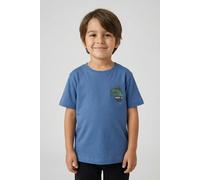 T-Shirt NAME IT "NMMBENNA SS NREG TOP BOX PB", Jungen, Gr. 122/128, star sapphire, Jersey, Obermaterial: 100% Baumwolle, bedruckt, unifarben, normal normal, Rundhals, Shirts T-Shirt (15885023-122) sta