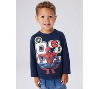 T-Shirt NAME IT "NMMDEEP SPIDER LS NREG TOP BOX NOOS MAR", Jungen, Gr. 98, blau (navy blazer), Jersey, Obermaterial: 95% Baumwolle, 5% Elasthan, bedruckt, unifarben, Basic normal, Rundhals, Shirts T-S