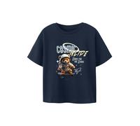T-Shirt NAME IT "NMMDIFUS SS NREG TOP BOX", Mädchen, Gr. 104, navy blazer, Jersey, Obermaterial: 95% Baumwolle, 5% Elasthan, bedruckt, unifarben, normal normal, Rundhals, Shirts T-Shirt (27868522-104)