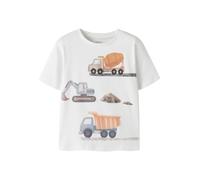 T-Shirt NAME IT "NMMJAVOL SS NREG TOP", Jungen, Gr. 104, weiß (hellweiß), Jersey, Obermaterial: 95% Baumwolle, 5% Elasthan, bedruckt, regular fit normal, Rundhals, Shirts T-Shirt, Baumwollmischung, re