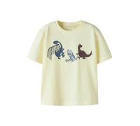 T-Shirt NAME IT "NMMVICTOR SS NREG TOP", Jungen, Gr. 110, pear sorbet print:dino playing, Jersey, Obermaterial: 100% Baumwolle, bedruckt, normal normal, Rundhals, Shirts T-Shirt (98612845-110) pear so