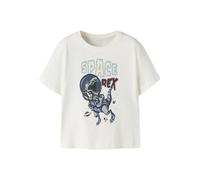T-Shirt NAME IT "NMMVICTOR SS NREG TOP", Mädchen, Gr. 92, weiß (cloud dancer print:dino rex), Jersey, Obermaterial: 100% Baumwolle, bedruckt, normal normal, Rundhals, Shirts T-Shirt (64228217-92) clou