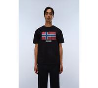 T-Shirt NAPAPIJRI "S-FLAG TIKI SS BLACK BEAUTY", Herren, Gr. XXL, schwarz beauty, Obermaterial: 100% Baumwolle, normal, Rundhals, Shirts T-Shirt, mit Rundhalsausschnitt, aus Baumwolle, T-Shirt-Schnitt