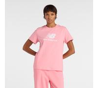 T-Shirt NEW BALANCE "SPORT ESSENTIALS JERSEY LOGO T-SHIRT", Damen, Gr. M, double bubbl, Obermaterial: 100% Baumwolle, normal, Rundhals, Shirts T-Shirt, Kurzarm, Rundhalsausschnitt, aus Baumwolle (2836