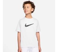 T-Shirt NIKE "B NK DF MULTI SS TOP HBR", Mädchen, Gr. M (140/146), weiß (weiß, schwarz), Jersey, Obermaterial: 100% Polyester, normal, Rundhals, Shirts T-Shirt, Für Kinder und Jugendliche (33320503-M)