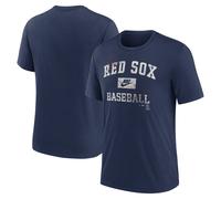 T-Shirt NIKE "Nike Shirt Boston Red Sox Nike Cooperstown Triblend", Damen, Gr. XXL, blau, 50% Polyester, 25% Baumwolle, 25% Viskose, Shirts T-Shirt (35630668-XXL) blau