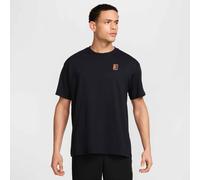 T-Shirt NIKE "NikeCourt Men's Max90 Tennis T-Shirt", Herren, Gr. L, schwarz, Jersey, Obermaterial: 100% Baumwolle, unifarben, Basic hüftbedeckend, Rundhals, Shirts T-Shirt, mit unifarbenem Design, Kur