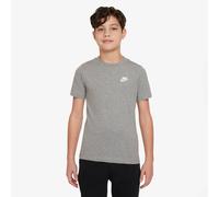 T-Shirt NIKE SPORTSWEAR "K NSW TEE EMB FUTURA LBR", Jungen, Gr. XS (116/122), dk grau heather, angeraute Sweatware, Obermaterial: 100% Baumwolle, normal, Rundhals, angesetztes Bündchen, Shirts T-Shirt