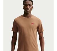 T-Shirt NIKE SPORTSWEAR "M NSW CLUB TEE", Herren, Gr. XL, ale braun, tough rot, Jersey, Obermaterial: 100% Baumwolle, regular fit normal, Rundhals, Shirts T-Shirt, mit Logostickerei auf der Brust, aus