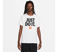 T-Shirt NIKE SPORTSWEAR "M NSW TEE FRAN JDI VERBIAGE", Jungen, Gr. S, weiß, Jersey, Obermaterial: 50% Baumwolle, 50% Polyester, normal, Rundhals, Shirts T-Shirt (70176034-S) weiß
