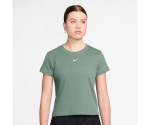 T-Shirt NIKE SPORTSWEAR "Nike Sportswear Women's Tight Ribbed Short-Sleeve T-Shirt", Damen, Gr. XS, grün (steam), Feinripp, Obermaterial: 94% Baumwolle, 6% Elasthan, unifarben, figurumspielend hüftlan