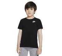 T-Shirt NIKE SPORTSWEAR "NKN NSW EMBROID FUTURA TEE", Mädchen, Gr. 116 (6), schwarz, Jersey, Obermaterial: 60% Baumwolle, 40% Polyester, unifarben, normal, Rundhals, Shirts T-Shirt, für Kinder, sportl