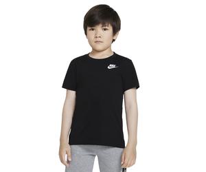 T-Shirt NIKE SPORTSWEAR "NKN NSW EMBROID FUTURA TEE", Mädchen, Gr. 116 (6), schwarz, Jersey, Obermaterial: 60% Baumwolle, 40% Polyester, unifarben, normal, Rundhals, Shirts T-Shirt, für Kinder, sportl