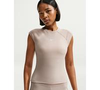 T-Shirt NIKE SPORTSWEAR "W NSW CHILL KNIT RIB SS TOP", Damen, Gr. S, cream ii, weiß, Obermaterial: 59% Polyester, 31% Lyocell, 10% Elasthan, normal, Rundhals, Shirts T-Shirt, Ripp-Optik, in normaler L