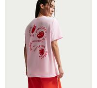 T-Shirt NIKE SPORTSWEAR "W NSW CLSC BF CAFE TOMATO TEE", Damen, Gr. M, rosa (pink foam), Obermaterial: 100% Baumwolle, Shirts T-Shirt, Print T-Shirt, lockere Passform, aus Baumwolle, auch in großen Gr